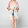Tropical Fringe Kimono Cardigan Rayon Blend Beach Cover